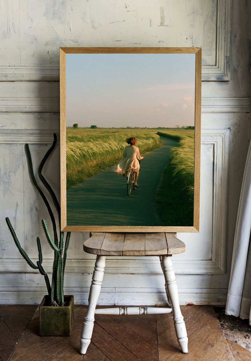 Cycling Through the Meadow Photography Poster. room preview