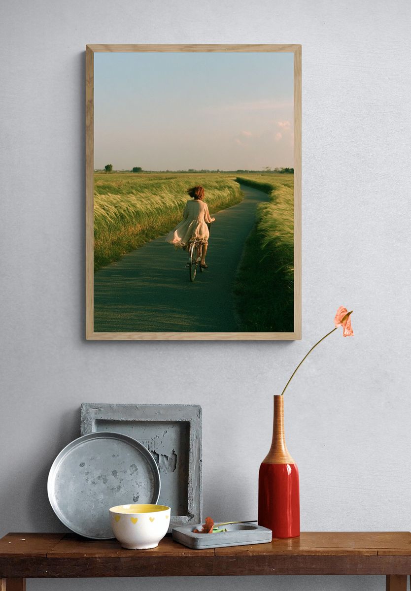Cycling Through the Meadow Photography Poster. — room view 3