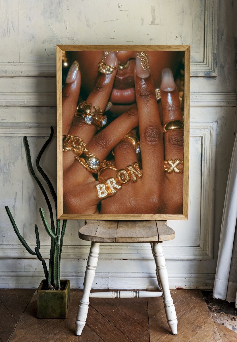 Gold Rings Portrait Poster. — room view 1