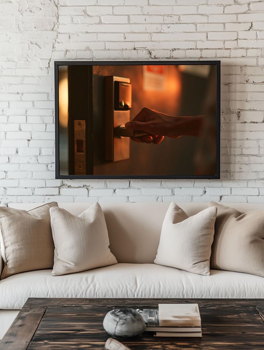 Warm Door Handle Photography Poster. room preview