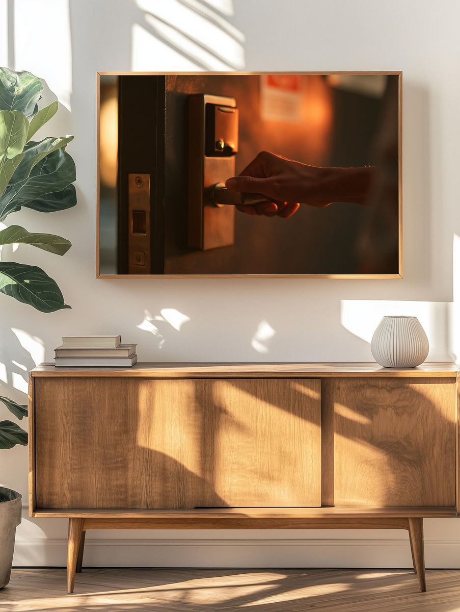 Warm Door Handle Photography Poster. — room view 3
