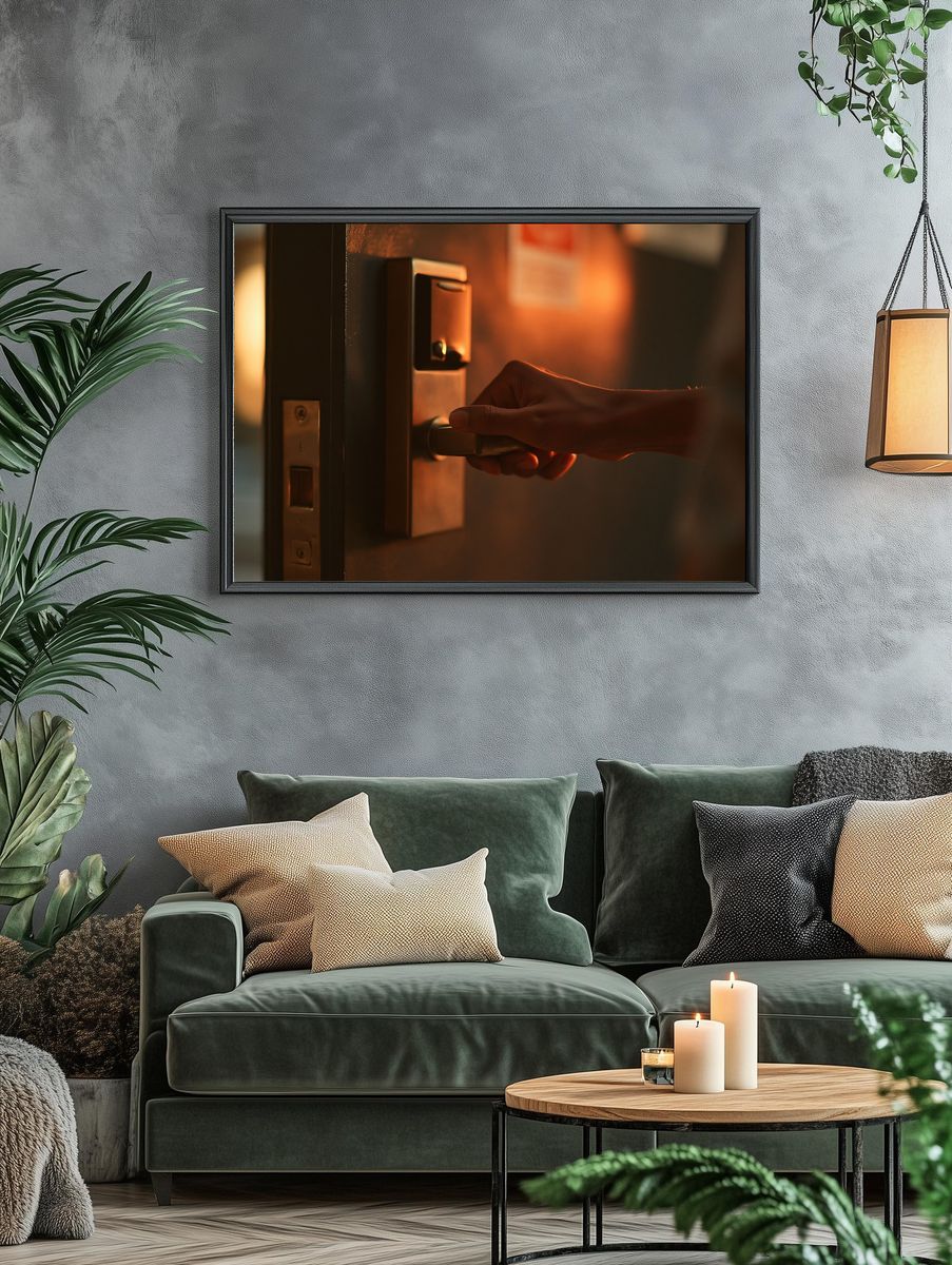 Warm Door Handle Photography Poster. — room view 4