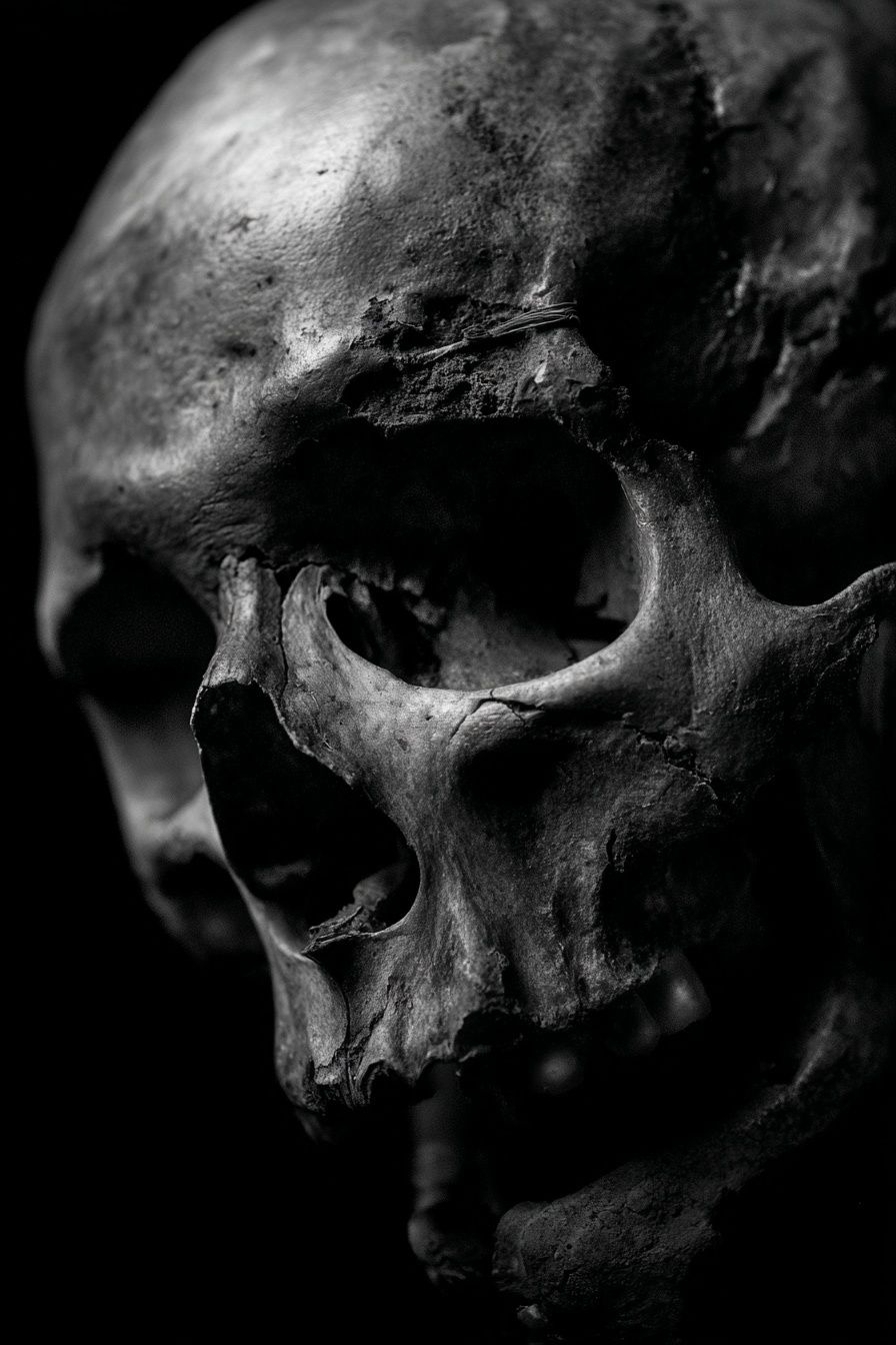 Human Skull Black-White Poster. poster — photography art