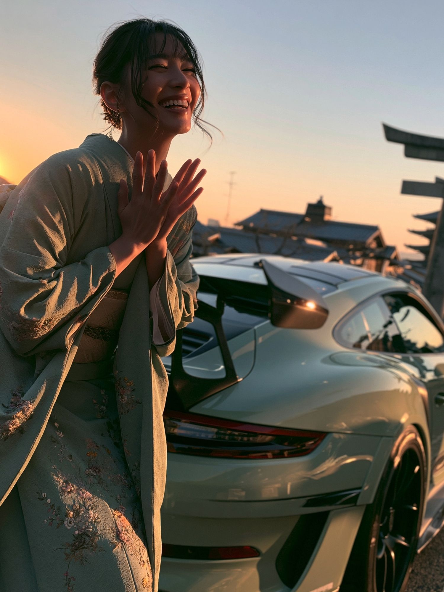 Sunset Kimono Portrait Photography Poster. poster detail