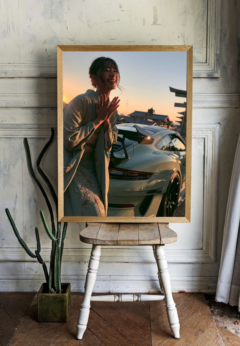 Sunset Kimono Portrait Photography Poster. room preview