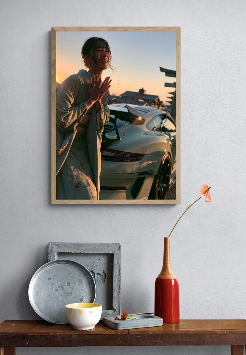 Sunset Kimono Portrait Photography Poster. — room view 3