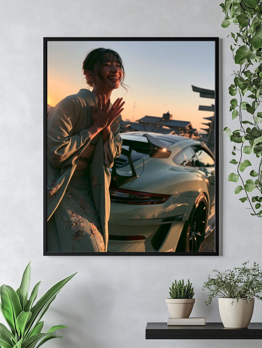 Sunset Kimono Portrait Photography Poster. — room view 4
