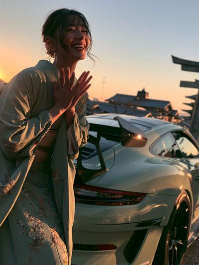 Sunset Kimono Portrait Photography Poster. poster