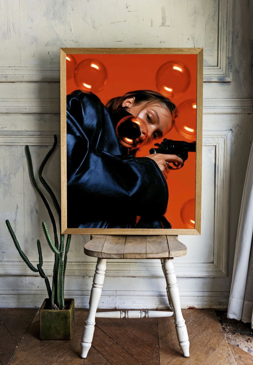 Orange Bubble Portrait Photography Poster. — room view 1