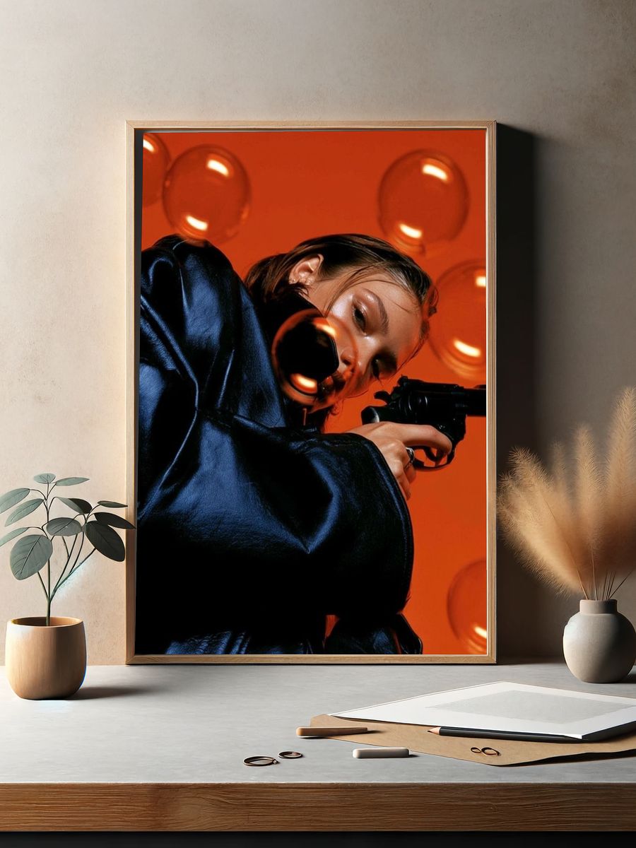 Orange Bubble Portrait Photography Poster. — room view 2