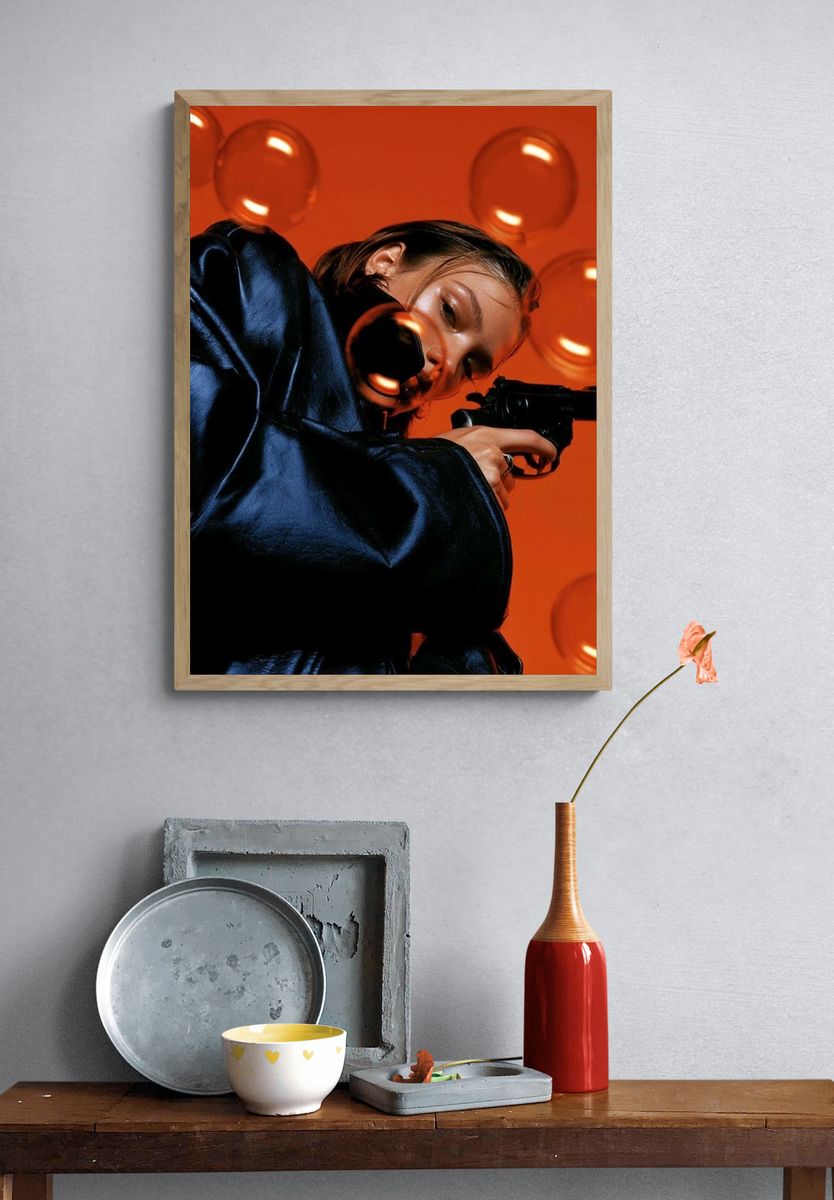 Orange Bubble Portrait Photography Poster. — room view 3