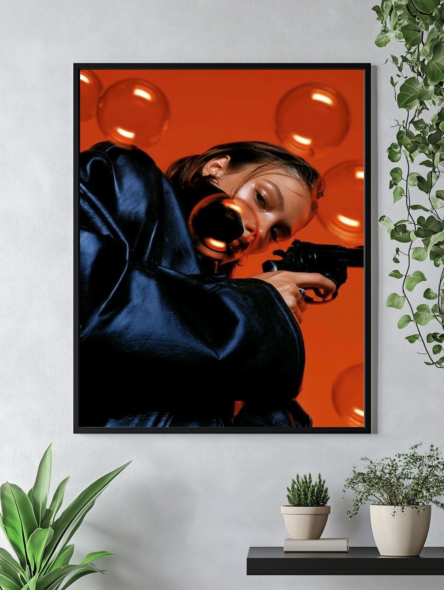 Orange Bubble Portrait Photography Poster. — room view 4