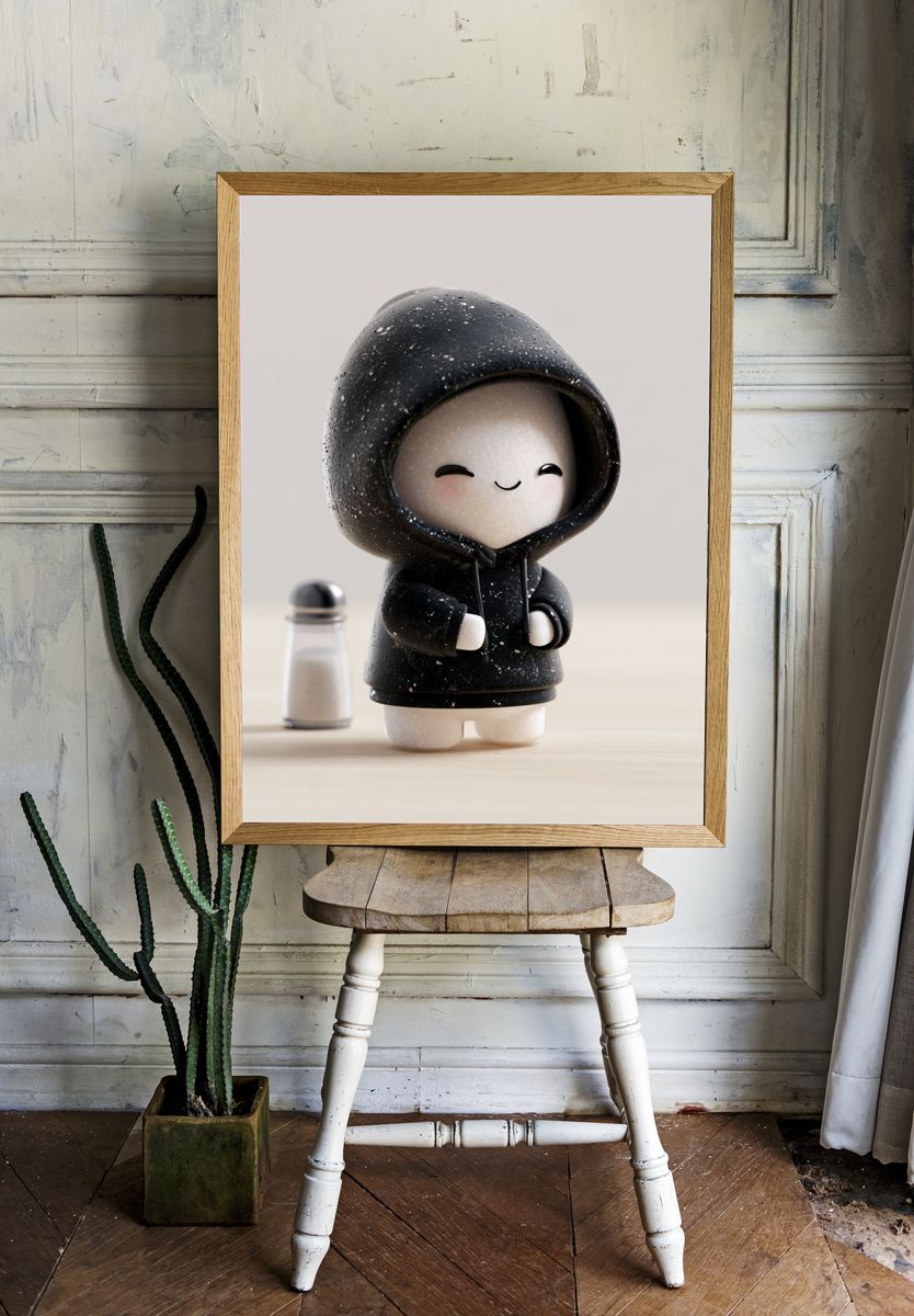 Cute Hooded Figurine Photography Print. — room view 1