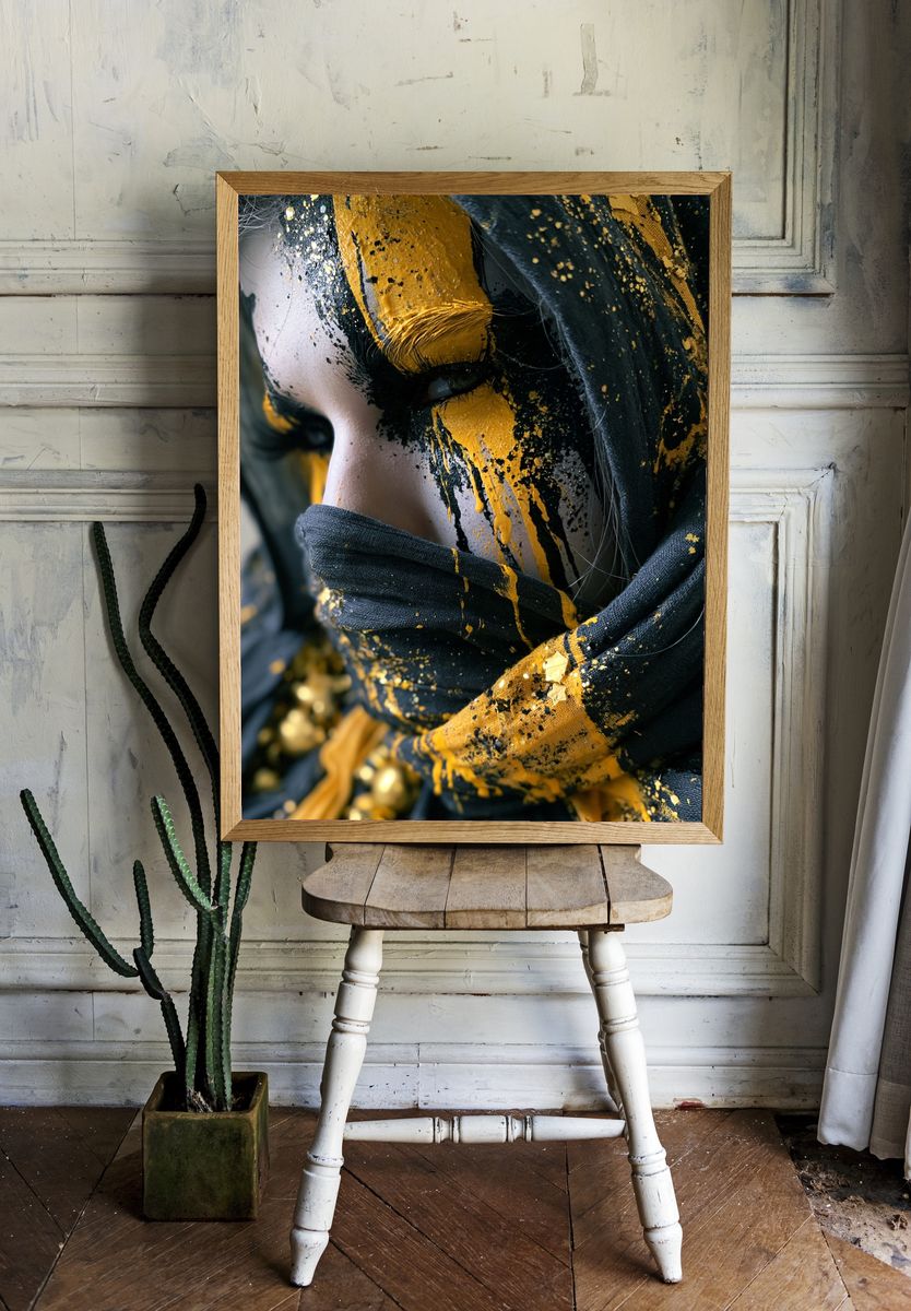 Gilded Mask Portrait Print. — room view 1