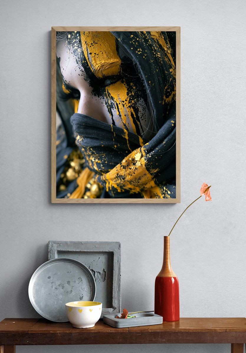 Gilded Mask Portrait Print. — room view 3
