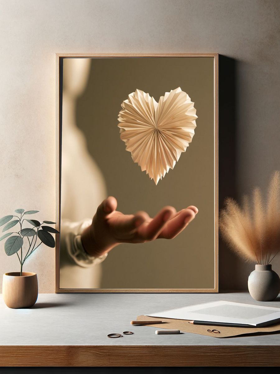 Floating Paper Heart Photography Poster. — room view 2