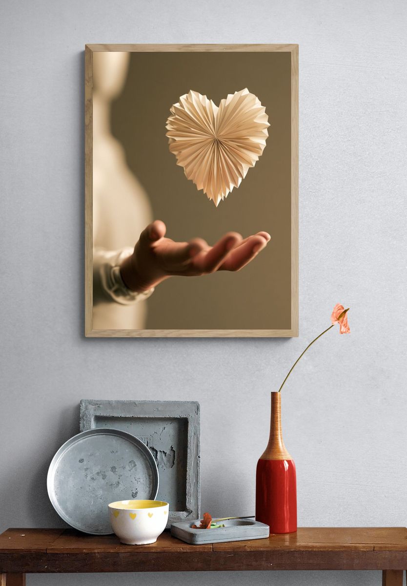 Floating Paper Heart Photography Poster. — room view 3