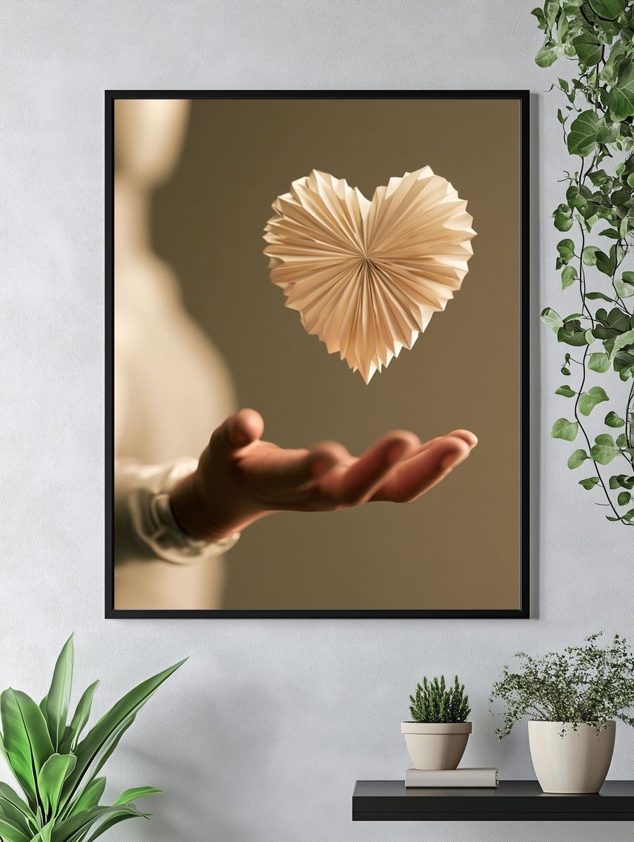 Floating Paper Heart Photography Poster. — room view 4