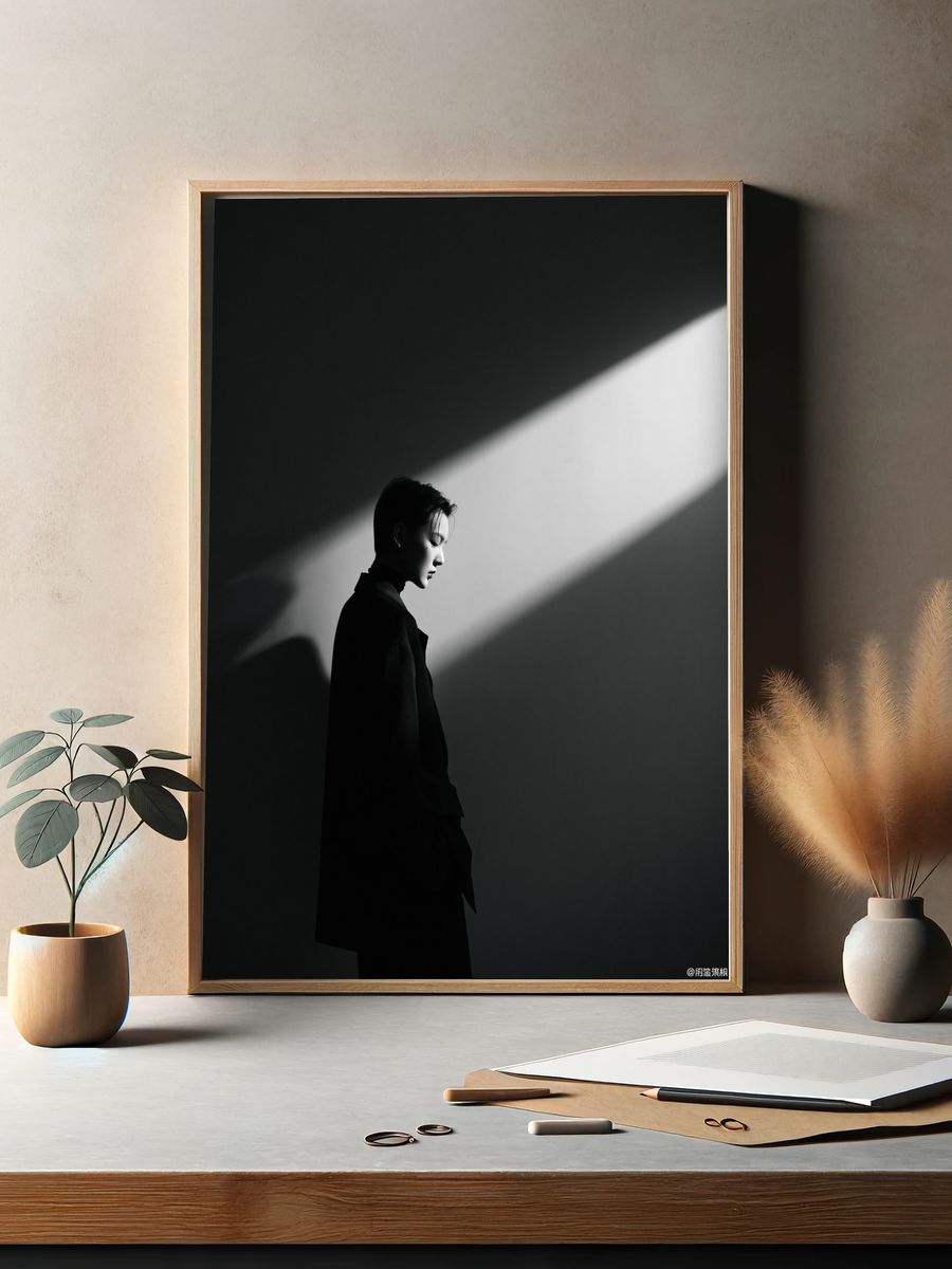 Moody Portrait in Light Poster. — room view 2
