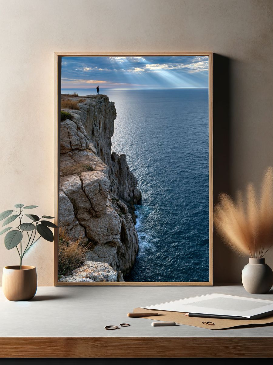 Cliffside Ocean View Photography Poster. — room view 2