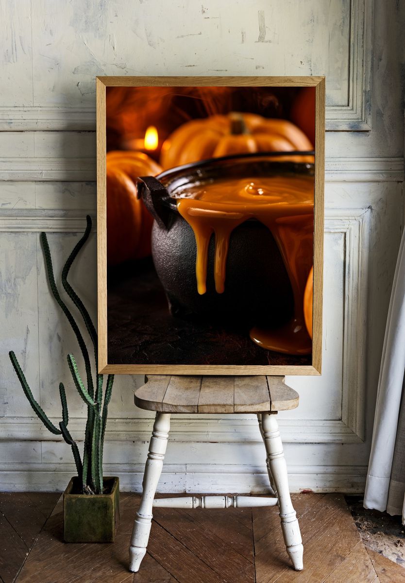 Pumpkin Caramel Cauldron Photography Poster. — room view 1