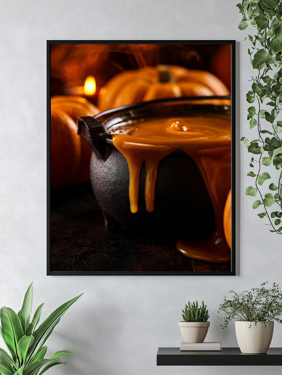 Pumpkin Caramel Cauldron Photography Poster. — room view 4