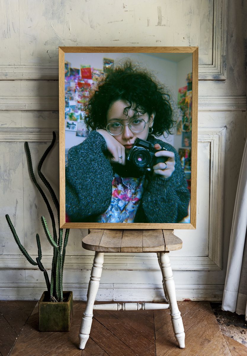 Curly Portrait with Camera Print. — room view 1