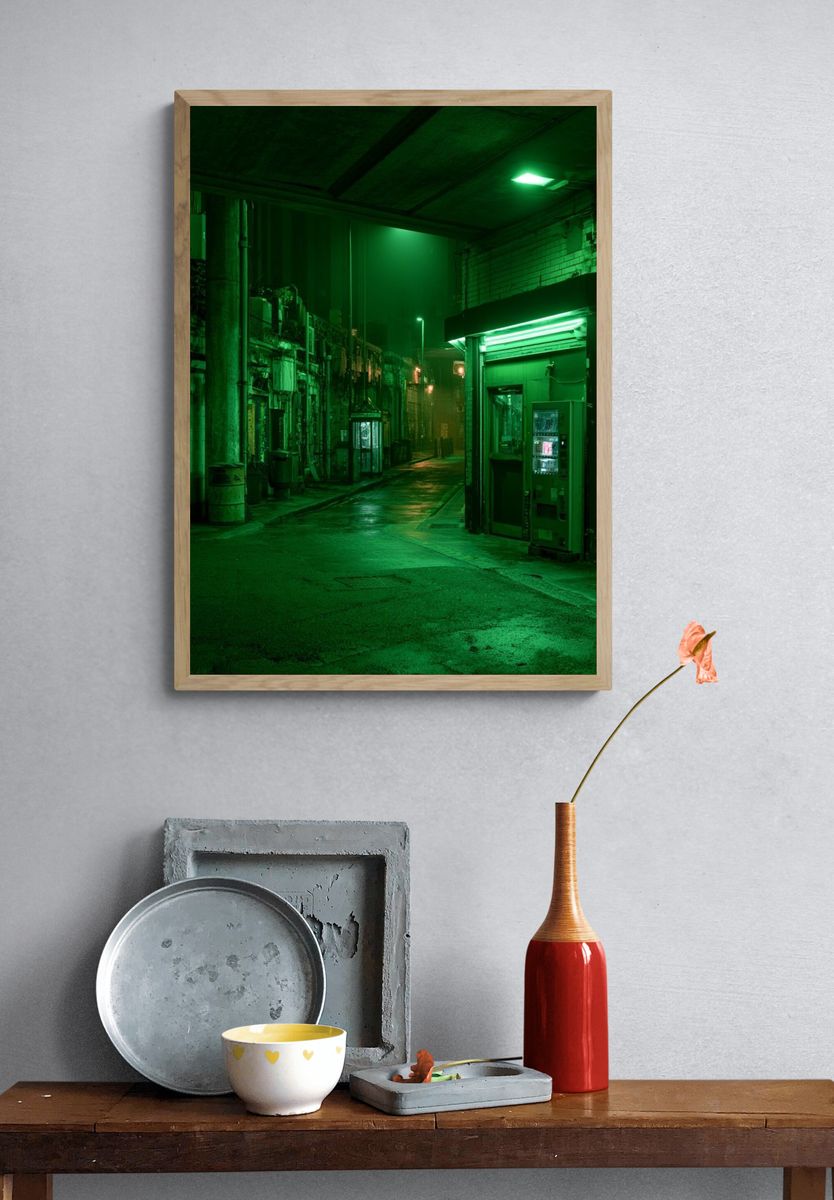 Neon Alley Night Photography Poster. — room view 3