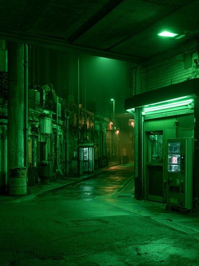 Neon Alley Night Photography Poster.