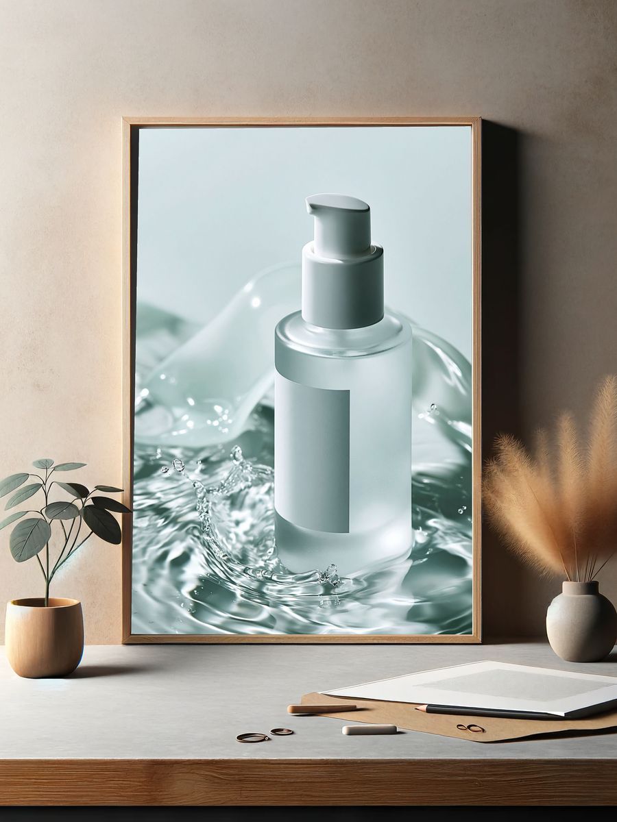 Minimal Skincare Bottle Photography Poster. — room view 2