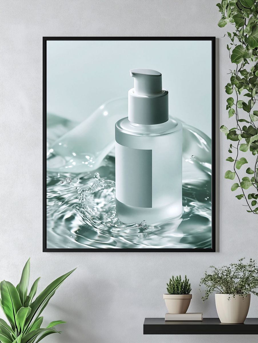Minimal Skincare Bottle Photography Poster. — room view 4