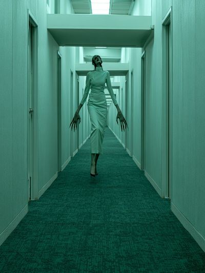 Surreal Hallway Figure Photography Poster.