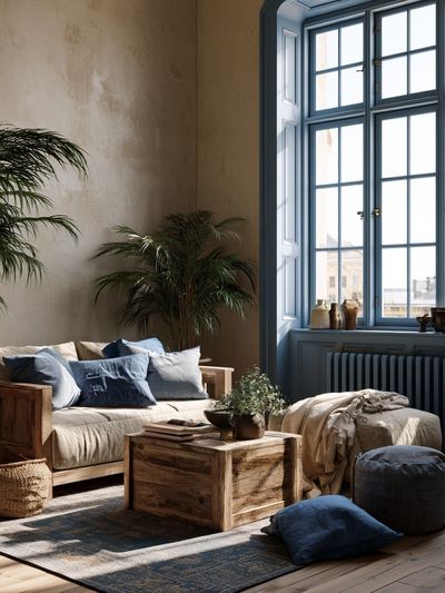 Cozy Boho Living Room Photography Poster. poster