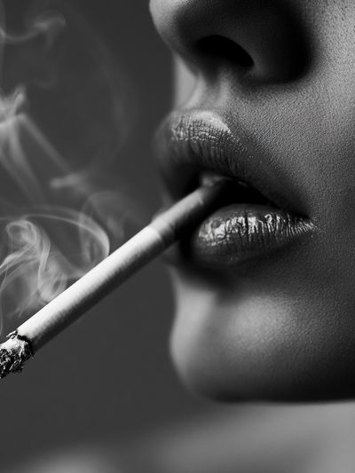 Smoking Lips Black-White Poster.