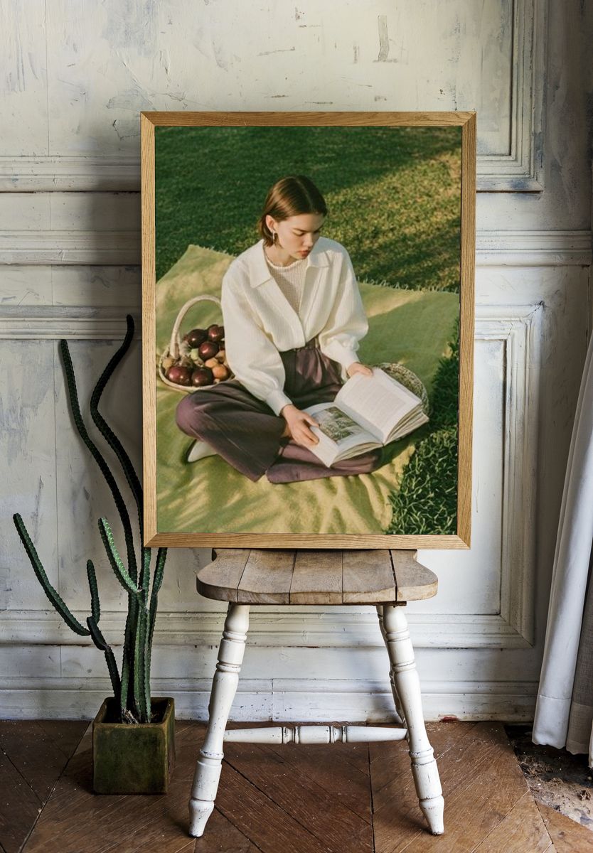Picnic Reading Portrait Poster. — room view 1