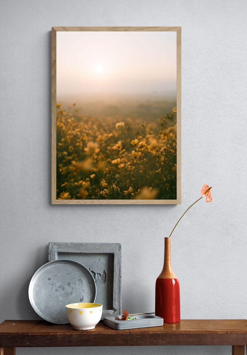 Misty Wildflower Meadow Photography Poster. — room view 3