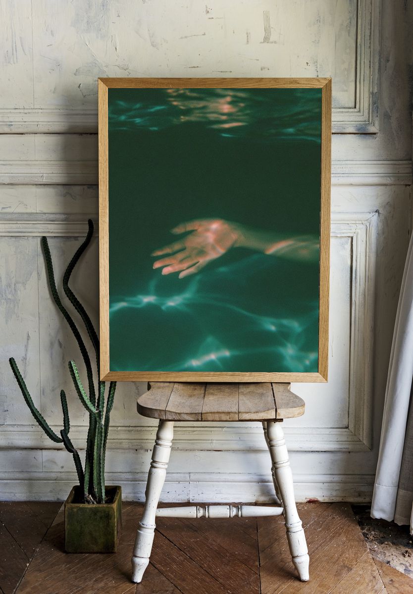 Submerged Hand Photography Poster. — room view 1