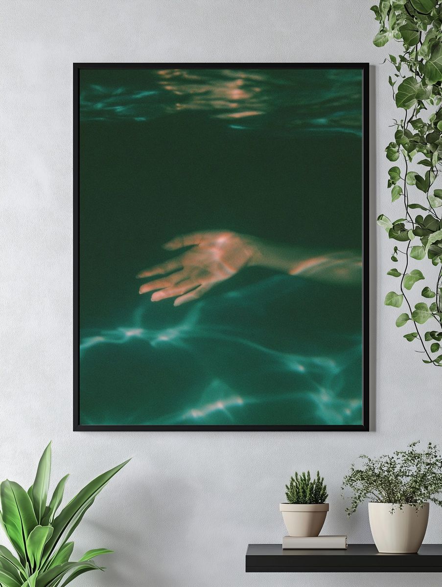 Submerged Hand Photography Poster. — room view 4