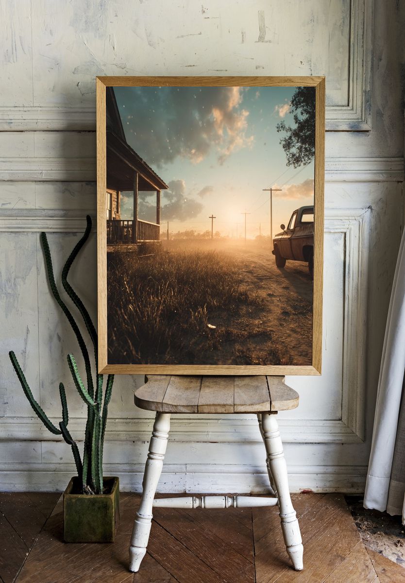 Dusty Country Road Photography Poster. — room view 1