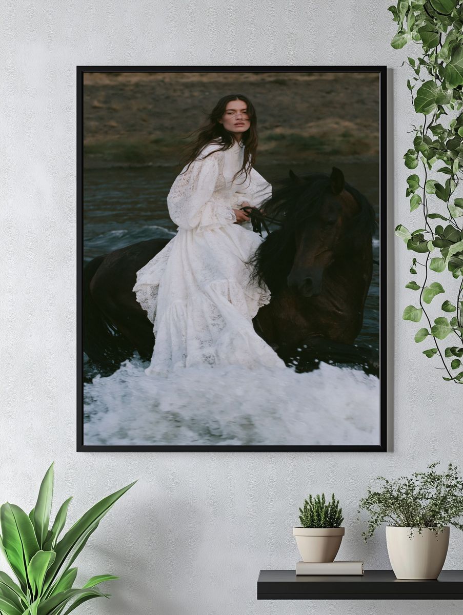 Woman on Horse Photography Poster. — room view 4