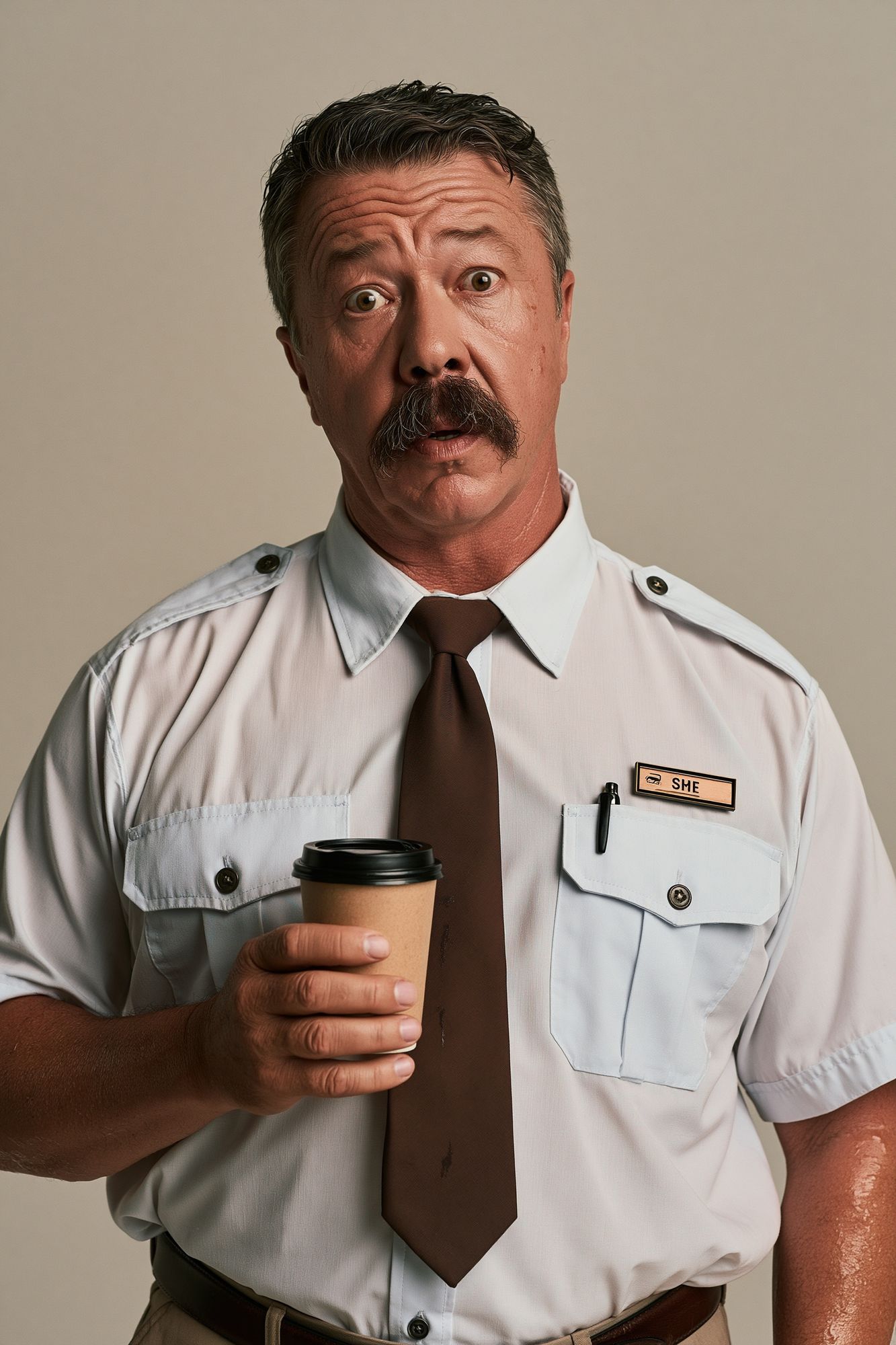 Surprised Security Guard Portrait Poster. poster detail