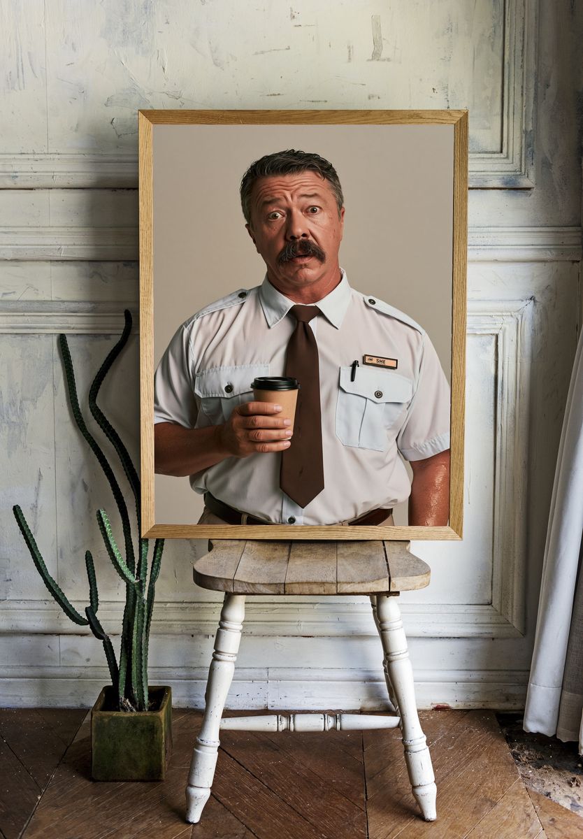 Surprised Security Guard Portrait Poster. — room view 1