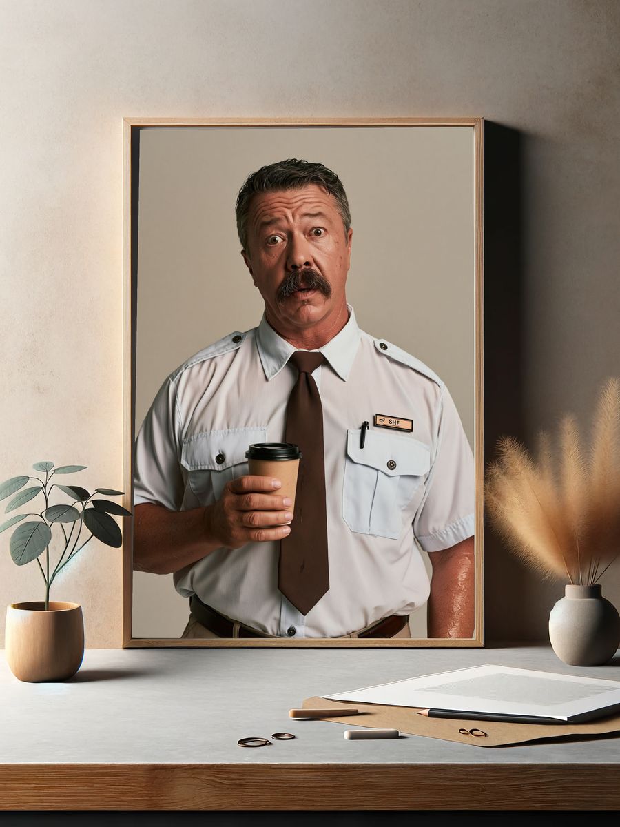 Surprised Security Guard Portrait Poster. — room view 2