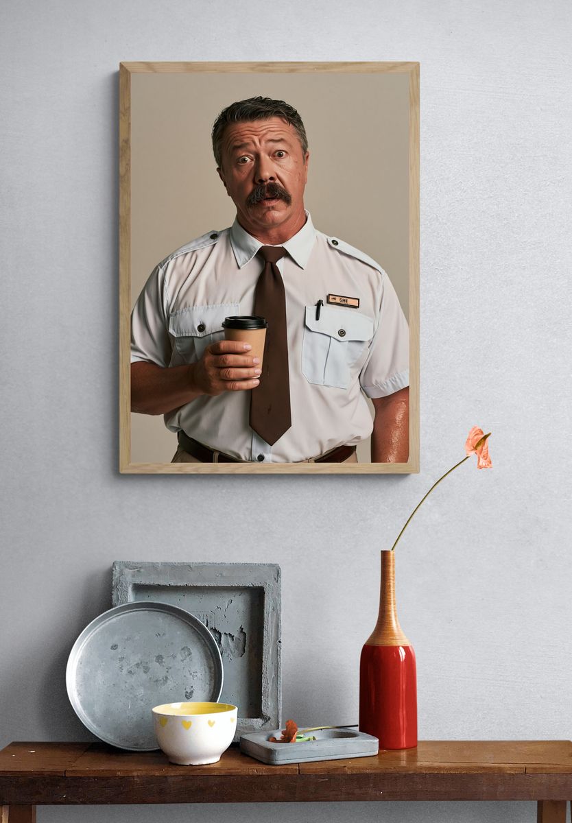Surprised Security Guard Portrait Poster. — room view 3