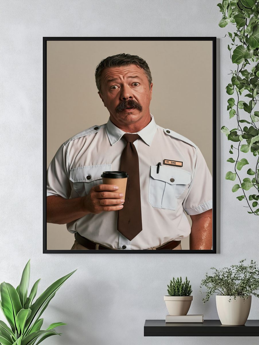 Surprised Security Guard Portrait Poster. — room view 4
