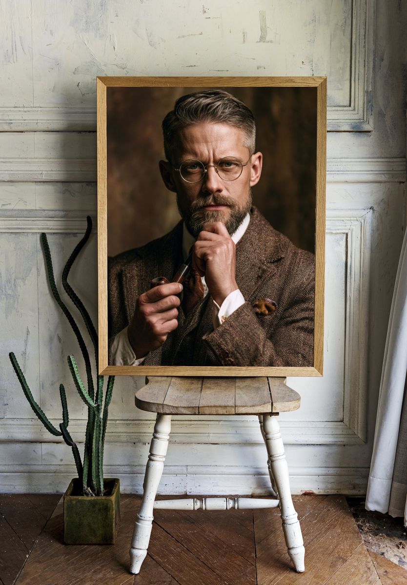 Vintage Gentleman Portrait Poster. — room view 1