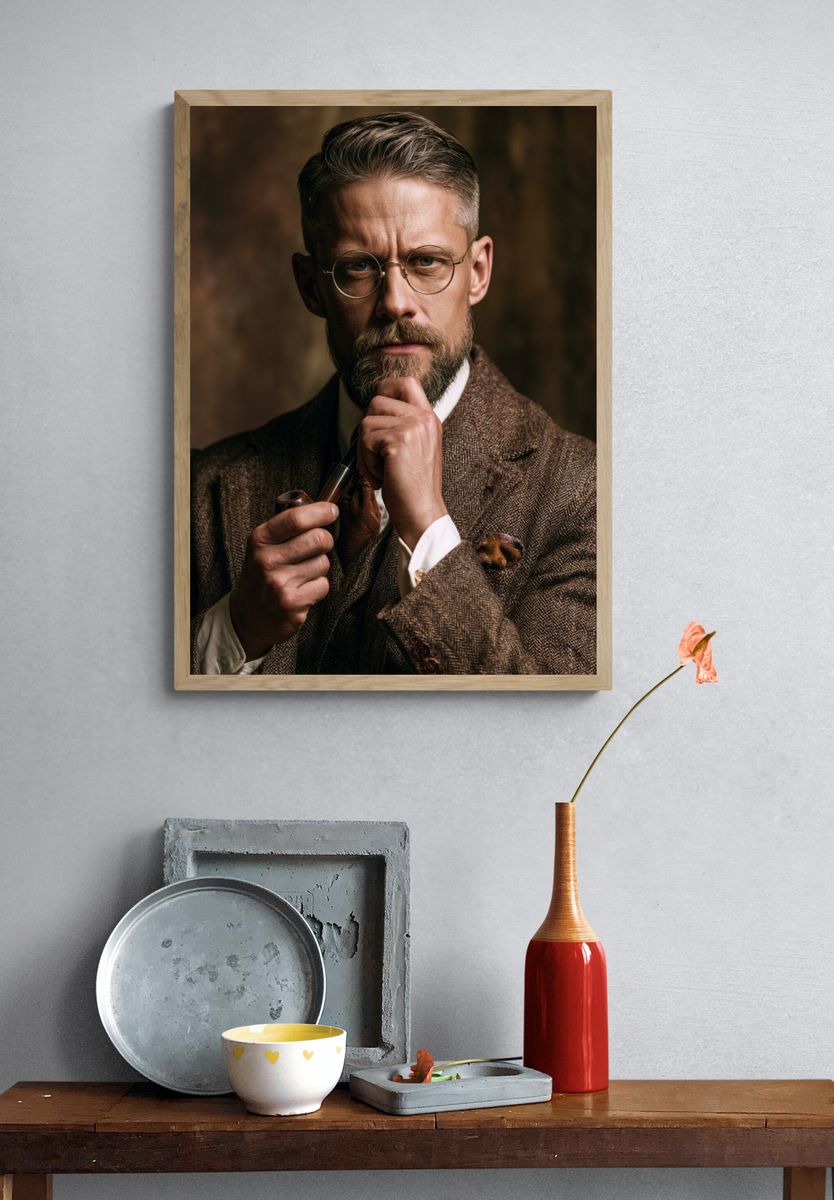 Vintage Gentleman Portrait Poster. — room view 3