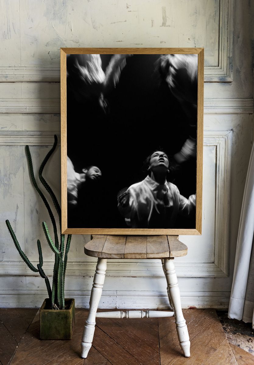 Abstract Dancers Black-White Poster. — room view 1