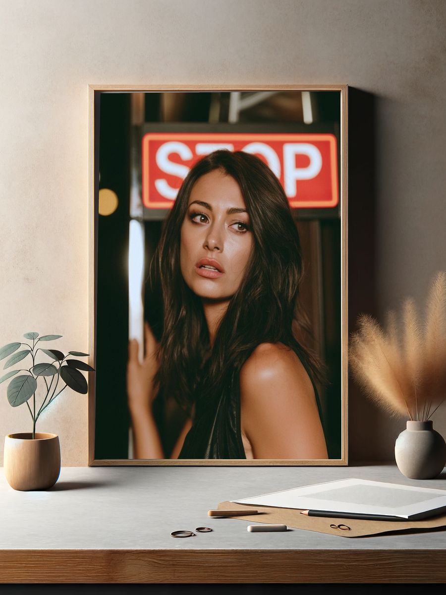 Neon Stop Portrait Poster. — room view 2