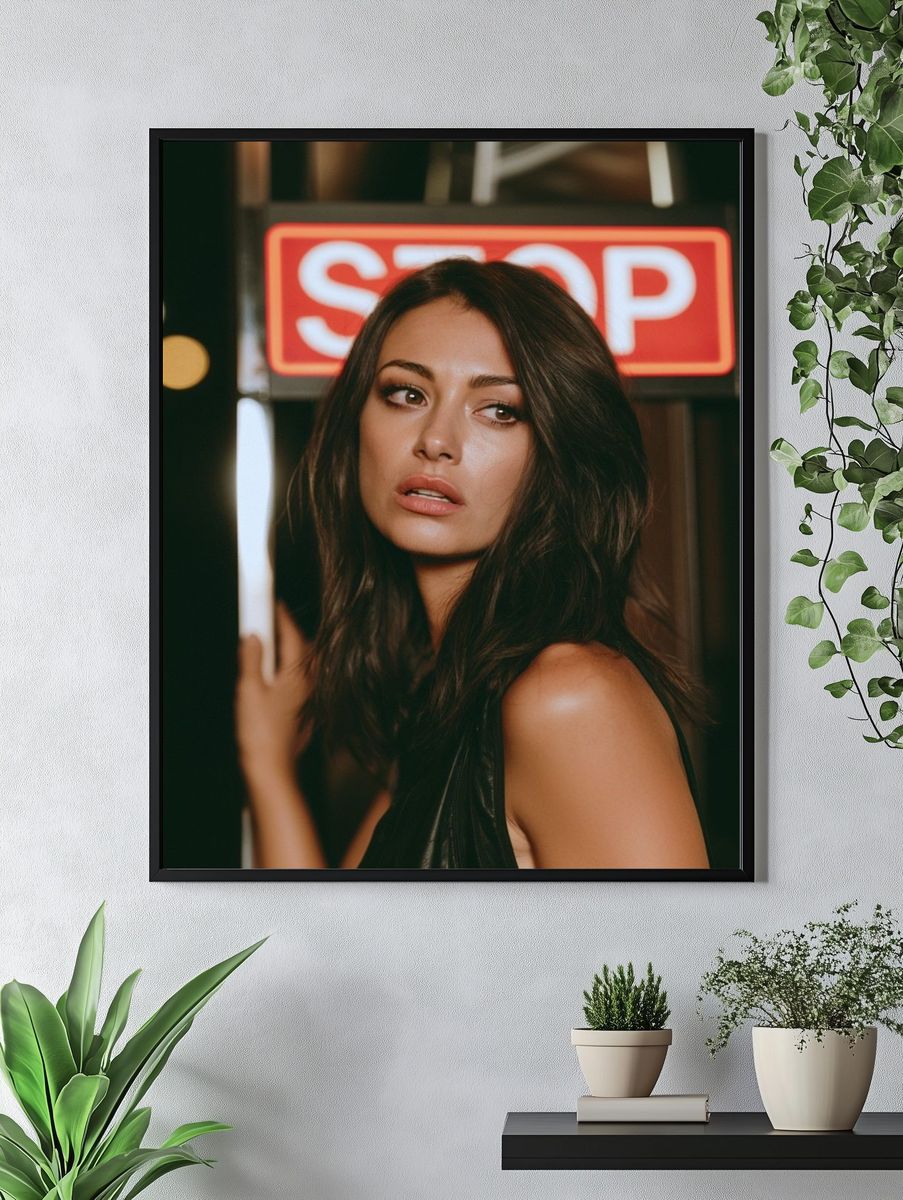 Neon Stop Portrait Poster. — room view 4